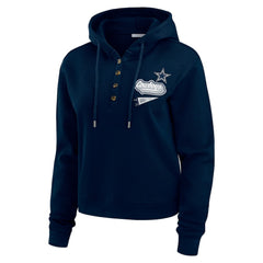 Dallas Cowboys WEAR by Erin Andrews Women's Waffle-Knit Pullover Hoodie - Navy - NFL