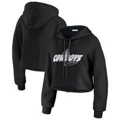 Dallas Cowboys WEAR by Erin Andrews Women's Prime Cropped Pullover Hoodie - Black - NFL