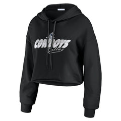 Dallas Cowboys WEAR by Erin Andrews Women's Prime Cropped Pullover Hoodie - Black - NFL