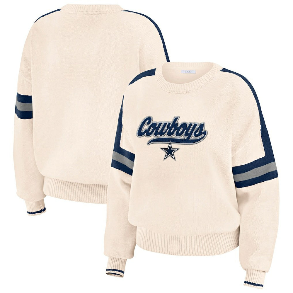 Dallas Cowboys WEAR by Erin Andrews Women's Stripe Pullover Sweater - Cream - NFL