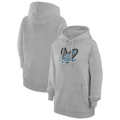 Detroit Lions G-III 4Her by Carl Banks Women's Animal Print Heart Team Graphic Fleece Tri-Blend Pullover Hoodie - Heather Gray - NFL