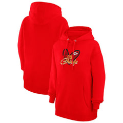 Kansas City Chiefs G-III 4Her by Carl Banks Women's Animal Print Heart Team Graphic Fleece Tri-Blend Pullover Hoodie - Red - NFL