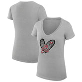 Tampa Bay Buccaneers G-III 4Her by Carl Banks Women's Super-Slim Fit Lightweight Leopard Heart V-Neck T-Shirt - Heather Gray - NFL