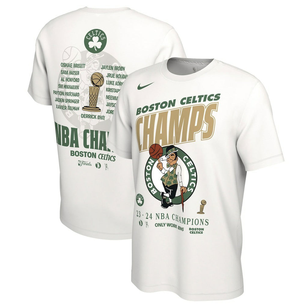 Nike Boston Celtics 2024 NBA Finals Champions Celebration Roster T-Shirt White