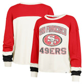 San Francisco 49ers '47 Women's Double Header Curve Raglan Long Sleeve Crop Top - Cream - 47 brand