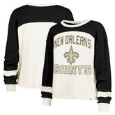New Orleans Saints '47 Women's Double Header Curve Raglan Long Sleeve Crop Top - Cream - 47 brand
