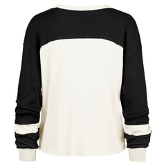 New Orleans Saints '47 Women's Double Header Curve Raglan Long Sleeve Crop Top - Cream - 47 brand