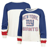 New York Giants '47 Women's Double Header Curve Raglan Long Sleeve Crop Top - Cream - 47 brand