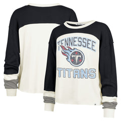 Tennessee Titans '47 Women's Double Header Curve Raglan Long Sleeve Crop Top - Cream - 47 brand