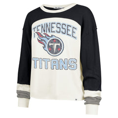 Tennessee Titans '47 Women's Double Header Curve Raglan Long Sleeve Crop Top - Cream - 47 brand