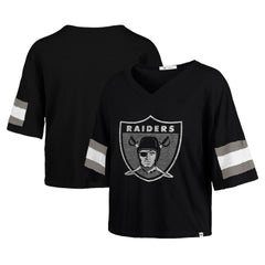 Las Vegas Raiders '47 Women's Double Header Scout Cropped V-Neck T-Shirt - Black - 47 brand