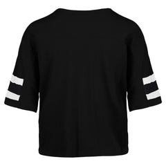 New York Jets '47 Women's Double Header Scout Cropped V-Neck T-Shirt - Black - 47 brand