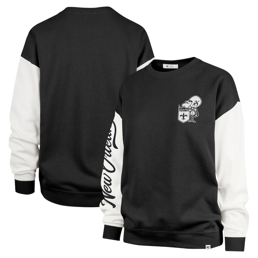 New Orleans Saints '47 Women's Double Header Rise Andie Pullover Sweatshirt - Black - 47 brand