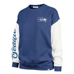 Seattle Seahawks '47 Women's Double Header Rise Andie Pullover Sweatshirt - College Navy - 47 brand