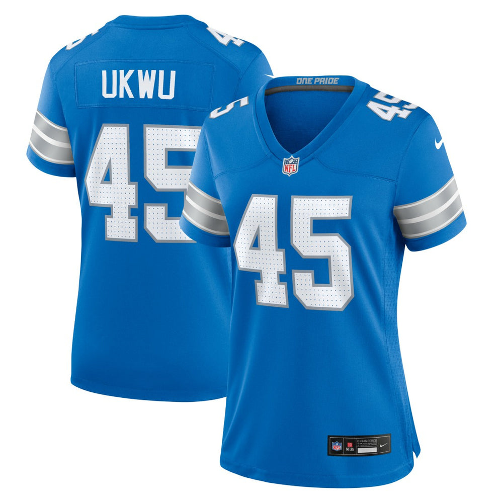 Isaac Ukwu Detroit Lions Women's Game Jersey - Blue - Nike