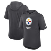 Pittsburgh Steelers Tri-Blend Performance Hoodie T-Shirt - Anthracite - Nike