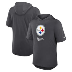 Pittsburgh Steelers Tri-Blend Performance Hoodie T-Shirt - Anthracite - Nike
