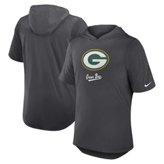 Green Bay Packers Tri-Blend Performance Hoodie T-Shirt - Anthracite - Nike