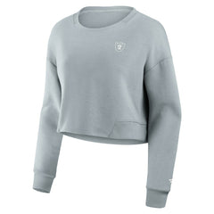 Las Vegas Raiders Women's Studio Tri-Blend Cropped Pullover Sweatshirt - Gray - Fanatics