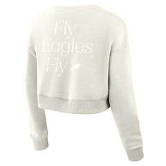 Philadelphia Eagles Women's Studio Tri-Blend Cropped Pullover Sweatshirt - Cream - Fanatics