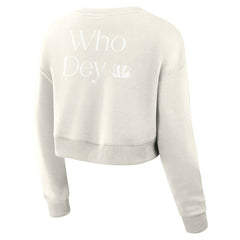 Cincinnati Bengals Women's Studio Tri-Blend Cropped Pullover Sweatshirt - Cream - Fanatics