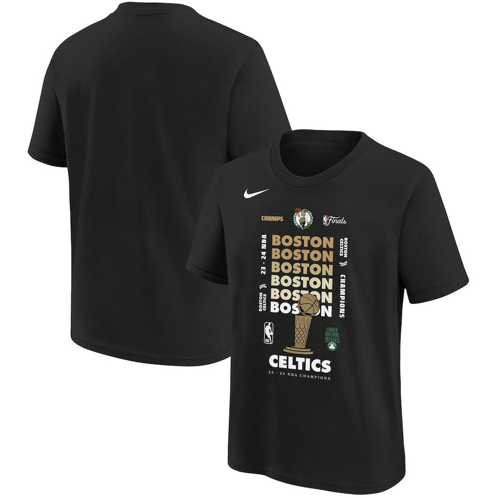 Nike Boston Celtics Youth 2024 NBA Finals Champions Expressive T-Shirt Black
