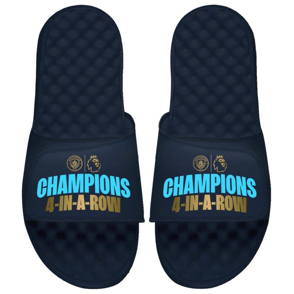 Manchester City ISlide Unisex Four-Time Consecutive Premier League Champions Slide Sandals Navy