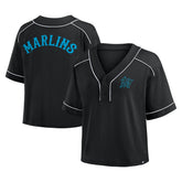 Miami Marlins Fanatics Women's Oversized Champ Game Cropped V-Neck T-Shirt Online