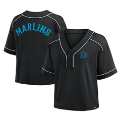 Miami Marlins Fanatics Women's Oversized Champ Game Cropped V-Neck T-Shirt Online