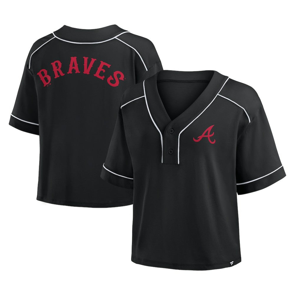 Atlanta Braves Fanatics Women's Oversized Champ Game Cropped V-Neck T-Shirt Discount