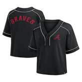 Atlanta Braves Fanatics Women's Oversized Champ Game Cropped V-Neck T-Shirt Discount