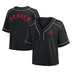 Atlanta Braves Fanatics Women's Oversized Champ Game Cropped V-Neck T-Shirt Discount