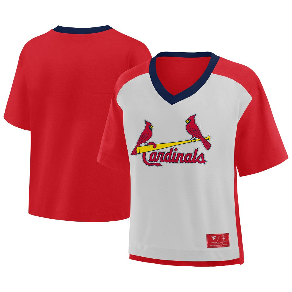 St. Louis Cardinals Fanatics Oversized Race To Win V-Neck T-Shirt Discount
