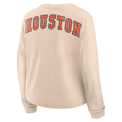 Houston Astros Fanatics Women's Oversized Stadium Slub Long Sleeve Henley T-Shirt Outlet