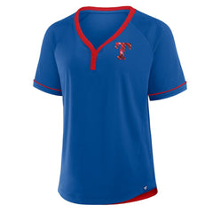 Texas Rangers Fanatics Women's League Diva Star Raglan V-Neck T-Shirt Sale
