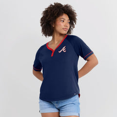 Atlanta Braves Fanatics Women's League Diva Star Raglan V-Neck T-Shirt Sale