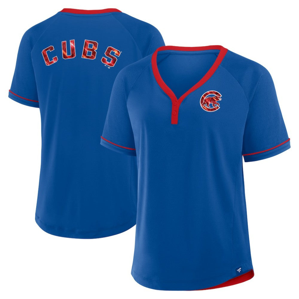 Chicago Cubs Fanatics Women's League Diva Star Raglan V-Neck T-Shirt Outlet