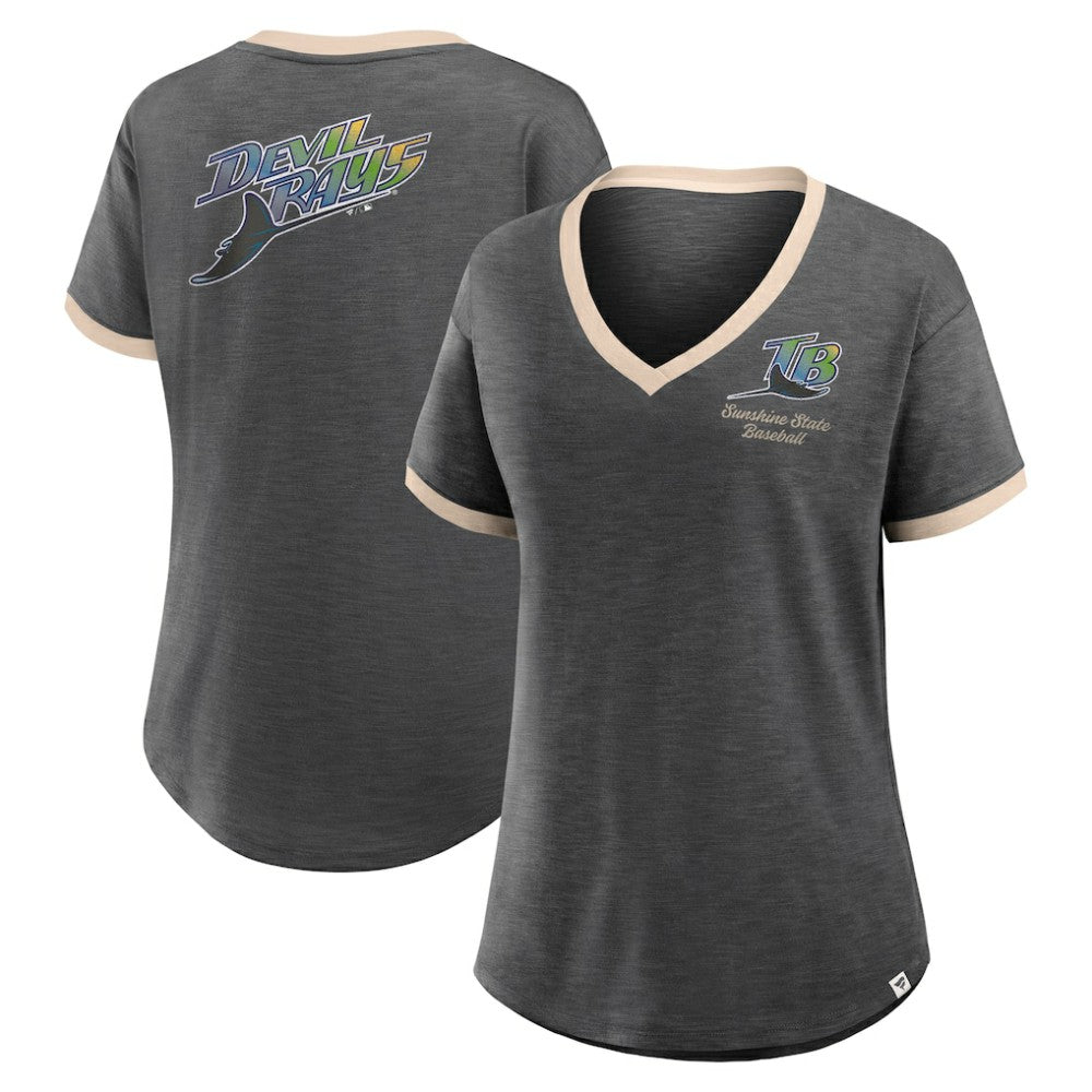 Tampa Bay Rays Fanatics Women's Binge Worthy Stadium Slub V-Neck T-Shirt Discount