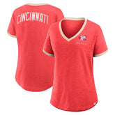 Cincinnati Reds Fanatics Women's Binge Worthy Stadium Slub V-Neck T-Shirt for sale