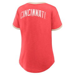 Cincinnati Reds Fanatics Women's Binge Worthy Stadium Slub V-Neck T-Shirt for sale