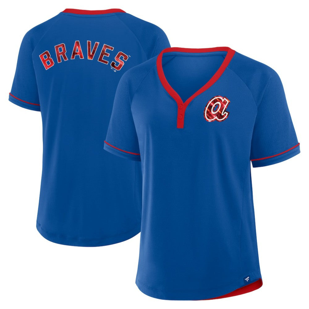 Atlanta Braves Fanatics Women's Cooperstown Collection League Diva Raglan V-Neck T-Shirt Near Me