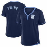 Minnesota Twins Fanatics Women's Cooperstown Collection League Diva Raglan V-Neck T-Shirt Discount