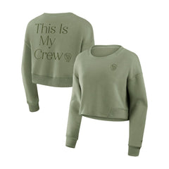 Milwaukee Brewers Fanatics Women's Studio Cropped Pullover Sweatshirt Outlet