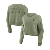 New York Yankees Fanatics Women's Studio Cropped Pullover Sweatshirt Sale