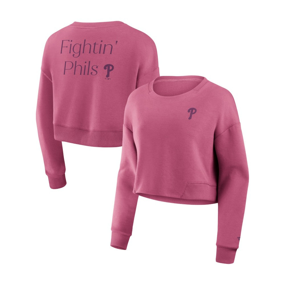 Philadelphia Phillies Fanatics Women's Studio Cropped Pullover Sweatshirt Sale