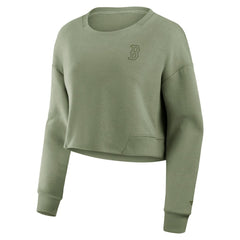 Boston Red Sox Fanatics Women's Studio Cropped Pullover Sweatshirt Online