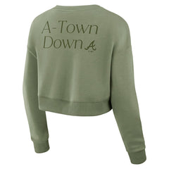 Atlanta Braves Fanatics Women's Studio Cropped Pullover Sweatshirt for sale