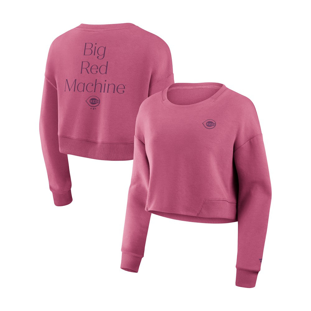 Cincinnati Reds Fanatics Women's Studio Cropped Pullover Sweatshirt Near Me