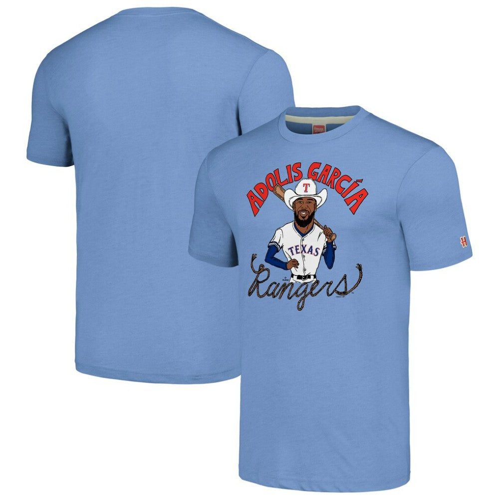 Adolis García Texas Rangers Homage Caricature Player Tri-Blend T-Shirt for sale