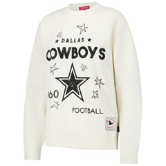 Dallas Cowboys Women's Lightweight 3.0 Logo Pullover Sweatshirt - Cream - Mitchell & Ness